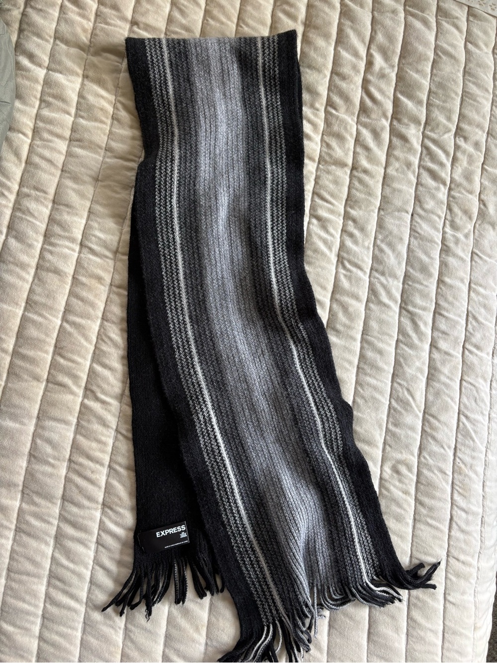 Express Men’s Black & Gray Striped Scarf
